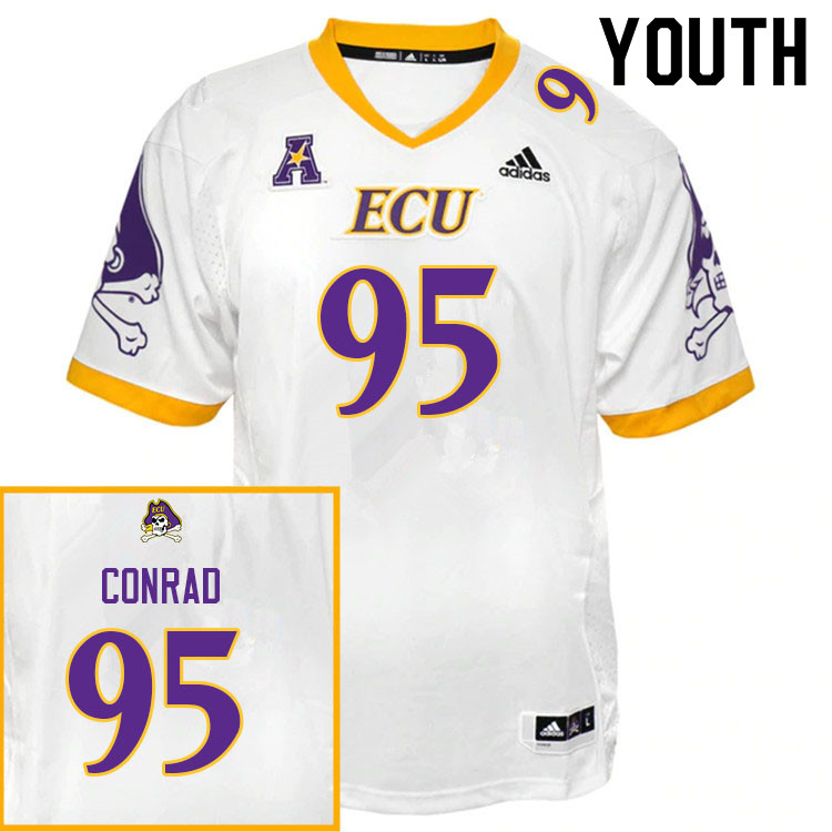 Youth #95 Andrew Conrad ECU Pirates College Football Jerseys Sale-White
